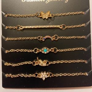 Adorable 6 Piece Bracelets Gold Plated